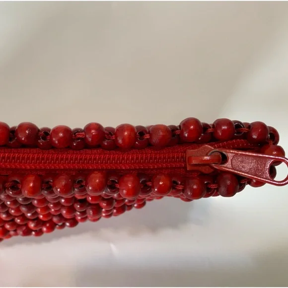 Vintage Red Beaded Clutch - Picture 2 of 11